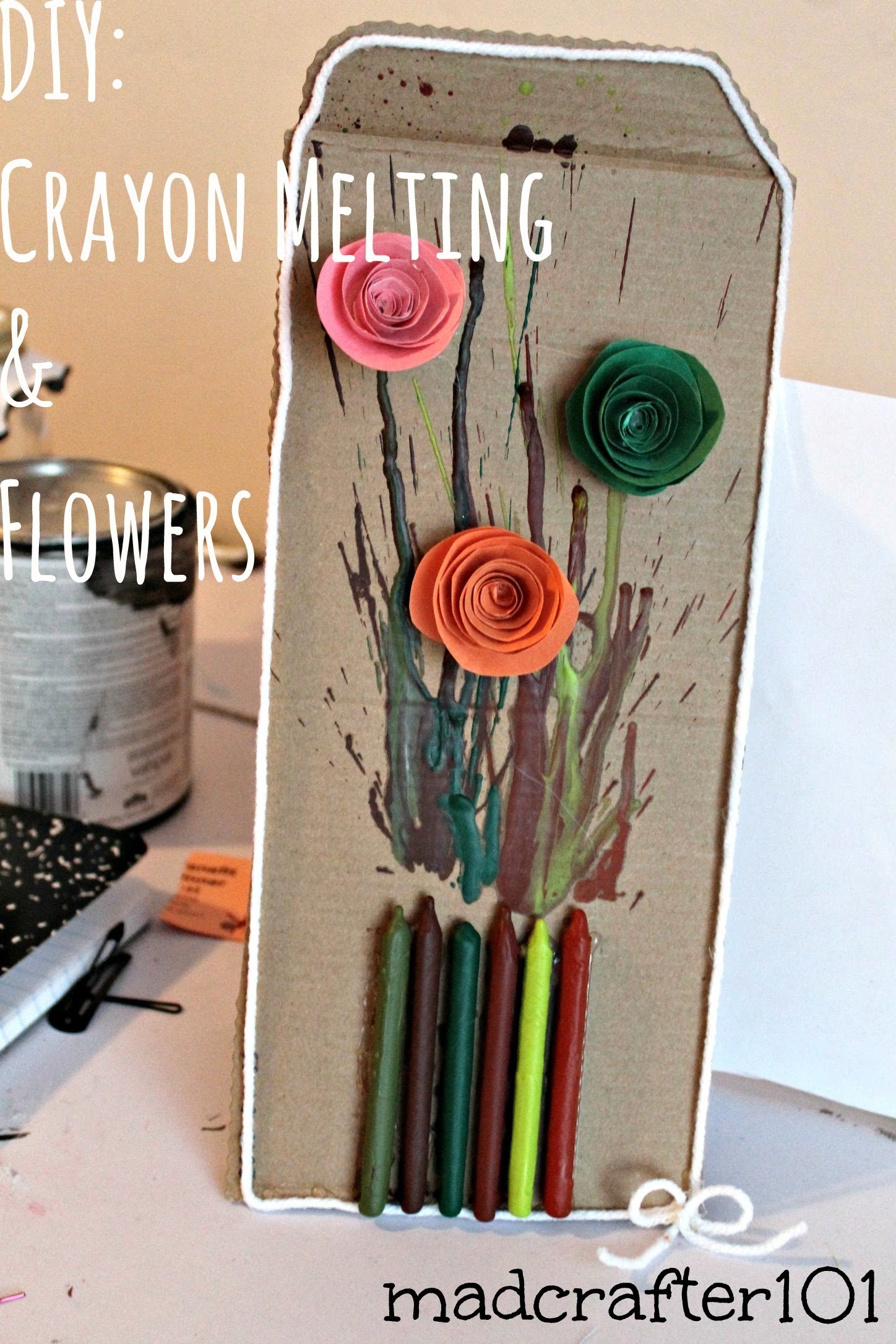 DIY: CRAYON MELTING.FLOWERS CANVAS