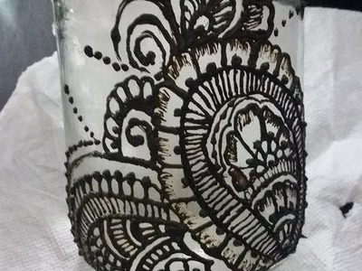 DIY: Glass jar henna.mehndi design tattoo