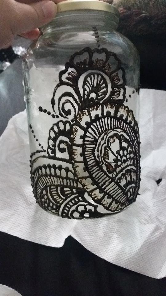 DIY: Glass jar henna.mehndi design tattoo