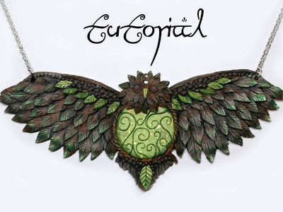 Forest Owl Polymer Clay Statement Fantasy Necklace | Premo Art.Sculpture | DIY Pendant | Velvetorium