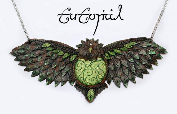 Forest Owl Polymer Clay Statement Fantasy Necklace | Premo Art.Sculpture | DIY Pendant | Velvetorium