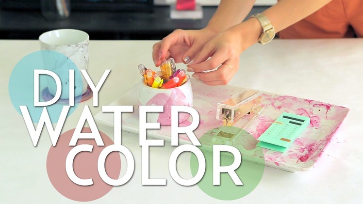 Water Color on Ceramic Dishes DIY | #PrettyLittleProjects