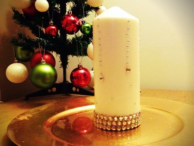 DIY: candle with rhinestones "Let it Snow"