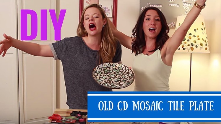 DIY Mosaic Tile Plate With Old CDs- Crafting Under The Influence- Episode 1