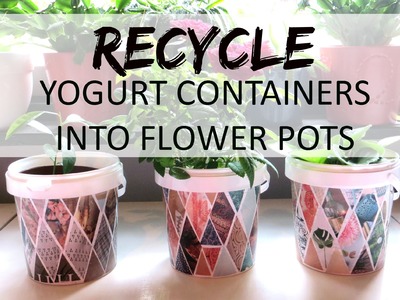 Recycle Yogurt Containers into Flower Pots || How to DIY