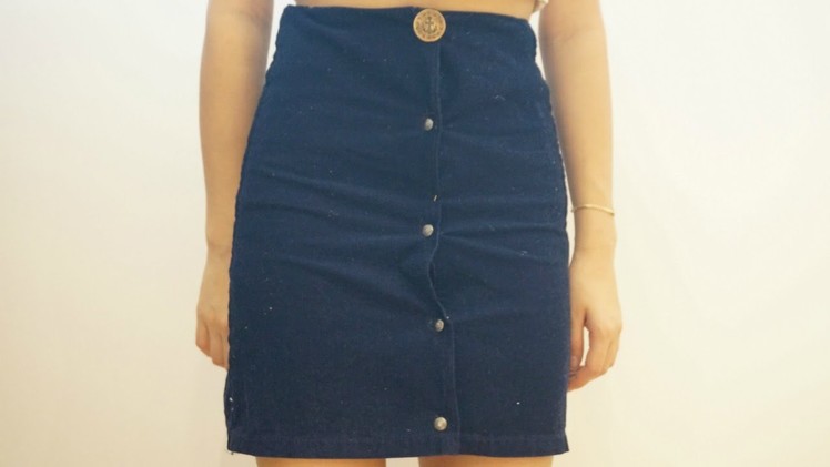 DIY button up skirt from pants