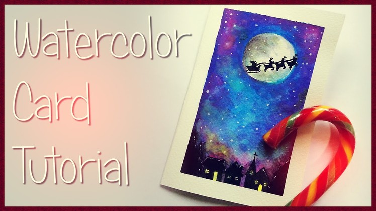 DIY CHRISTMAS CARD with watercolors. BIGLIETTO NATALIZIO ad acquerello FAI DA TE