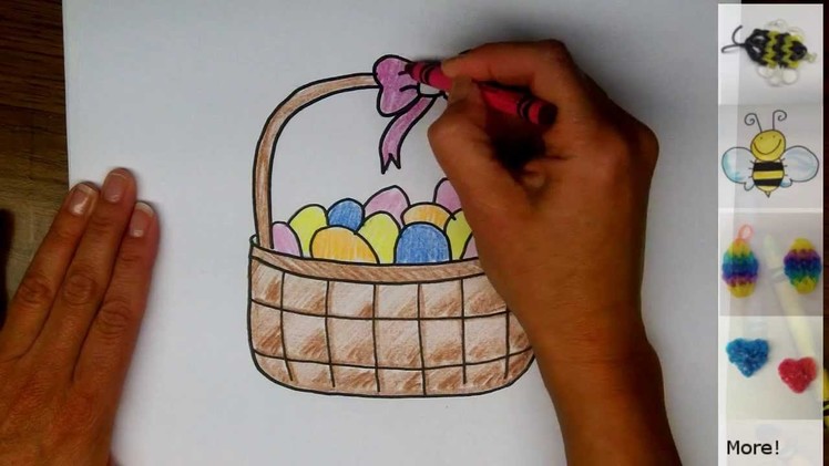 Drawing: How To Draw and Easter Basket with Eggs - Step by Step - Easy Drawing tutorial