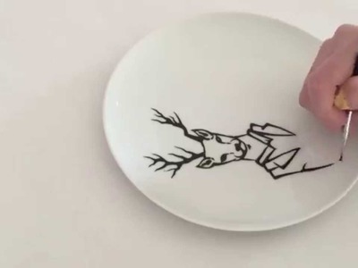 Drawing on a plate: Mr. Deer