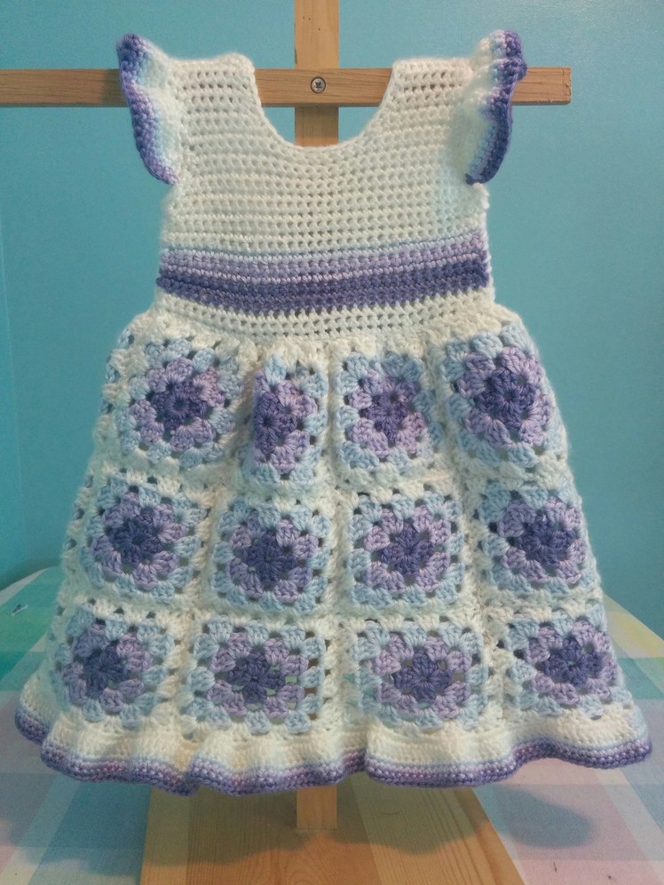How to Crochet a Granny Square Baby Dress - Easy