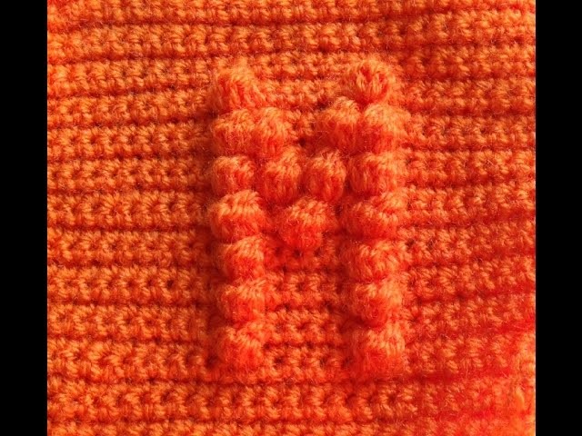 How to crochet a square with bobble chart letter M