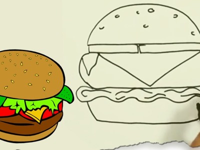 How to Draw a Hamburger by HooplaKidz Doodle | Drawing Tutorial