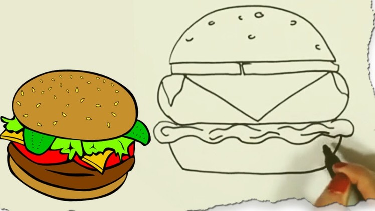 How to Draw a Hamburger by HooplaKidz Doodle | Drawing Tutorial