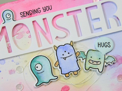 How to make a watercolor monster hugs card