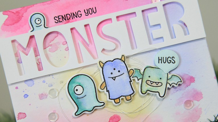 How to make a watercolor monster hugs card