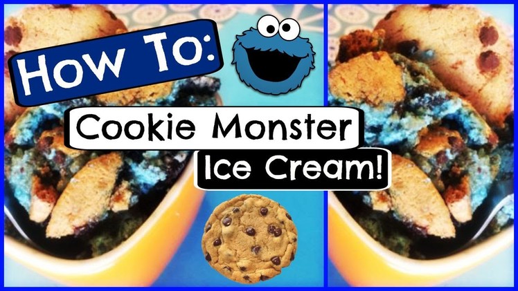 HOW TO MAKE COOKIE MONSTER ICE CREAM! - No Churn! | CraftieAngie