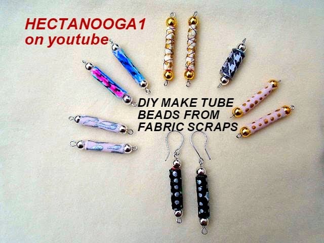 Jewelry making: DIY FABRIC TUBE BEADS FROM SCRAPS of fabric. video # 1086