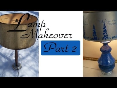 Lamp Makeover: Blue Delphinum Lampshade with Homemade Stencil