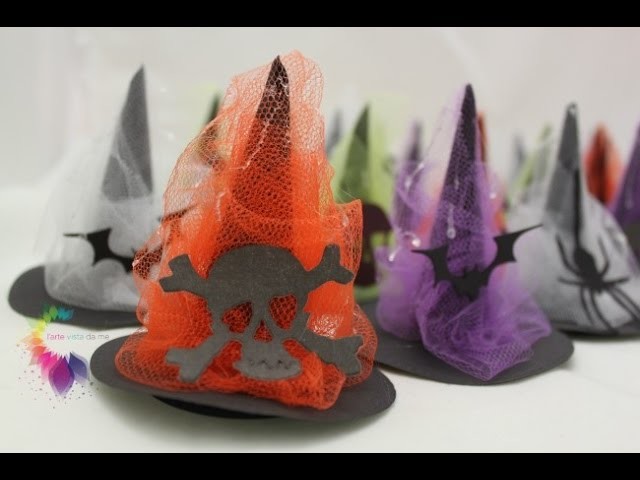 Tutorial Cappellini di carta da stregha per Halloween con sorpresa-How to make a Paper Witch Hat DIY