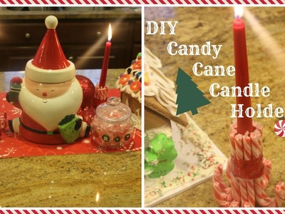 ♡♥ DIY CANDY CANE CANDLE HOLDER!♥ ♡