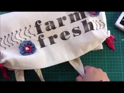 Stamping on fabric with permanent inks + Stampin Up stamps (DIY personalized shopping bag)
