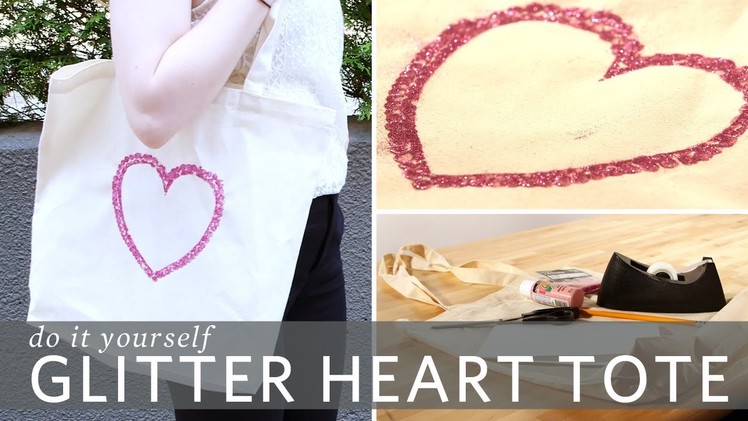 DIY Glitter Heart Tote