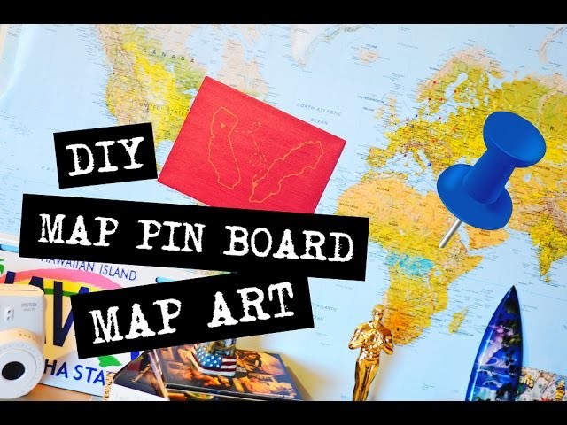 DIY Map pin cork board & map outline art