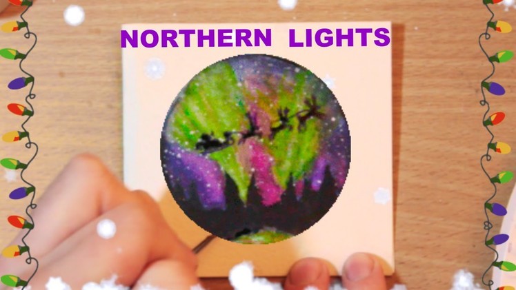 DIY Northern Lights Christmas Holiday Card Decor | Watercolor Tutorial