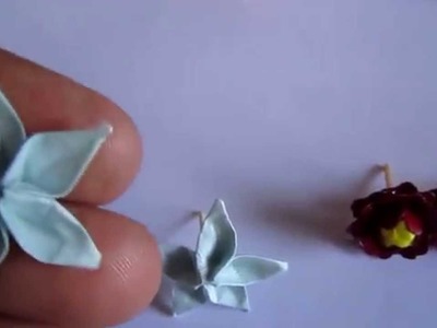 Origami 5 Petals Flower Paper Earrings (Code: FAH210) - Not Tutorial