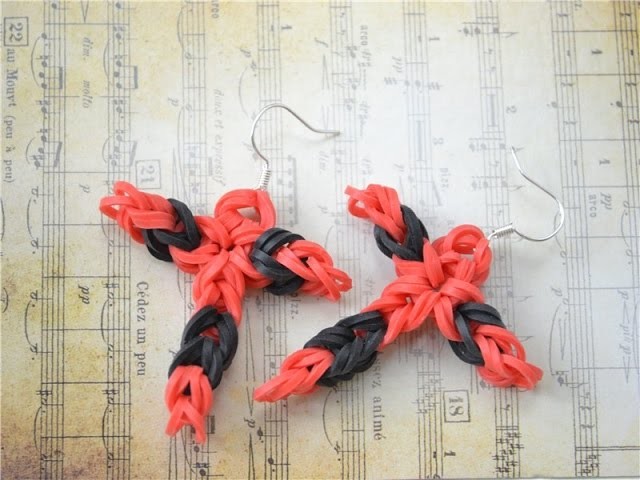 2 Steps Tutorial to Make Simple Rubber Band Cross Earrings without a Loom