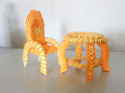 3d origami Desk and chair - Hướng dẫn xếp bộ bàn ghế origami 3d - poppy9011