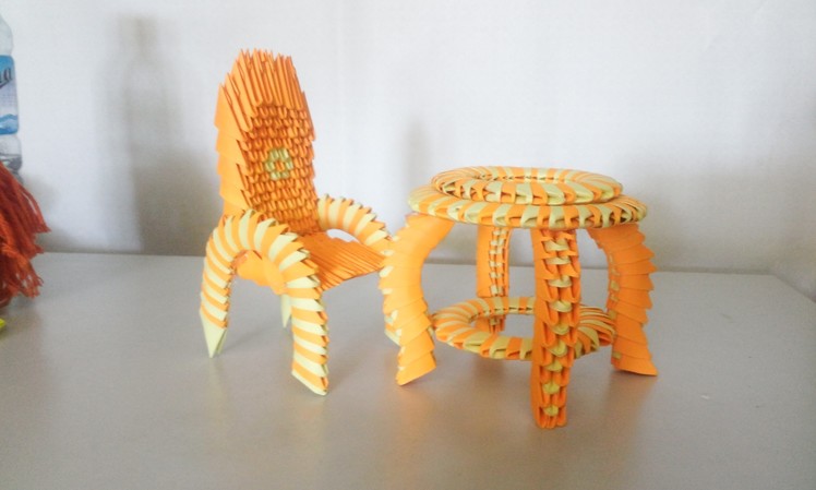 3d origami Desk and chair - Hướng dẫn xếp bộ bàn ghế origami 3d - poppy9011