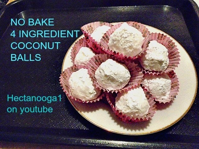 4 ingredient no bake coconut balls, cookies, candy, recipe,  vegan or not