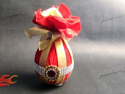 DIY Wedding shagun nariyal packing |How to make Coconut Decoration|JK Wedding 010