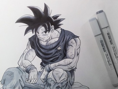 Drawing Goku - Grey Tones only