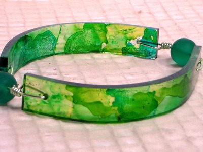 Funky Bent Acrylic Bracelet with Wire & Beads