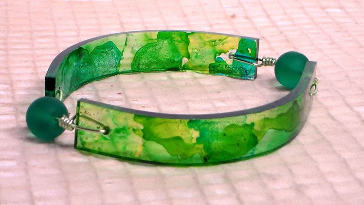 Funky Bent Acrylic Bracelet with Wire & Beads
