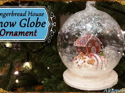 Gingerbread House Snow Globe.Ornament - Polymer Clay Tutorial