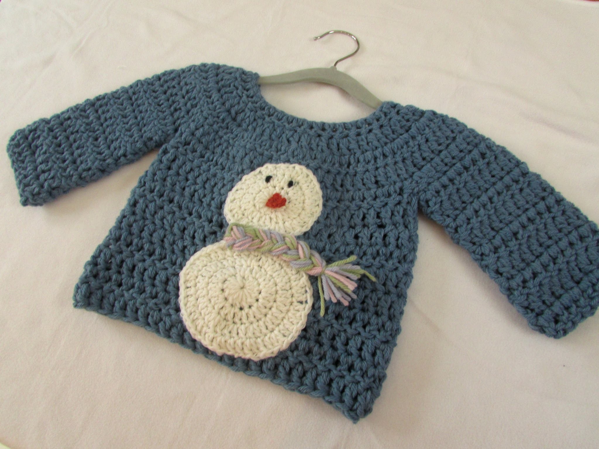 How to crochet a children's chunky Christmas jumper. sweater - snowman jumper