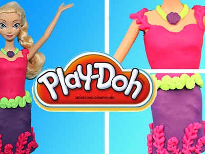 Play Doh Frozen Elsa Barbie Dress Playdough Mermaid Themed Dress-Up Tutorial DisneyCarToys