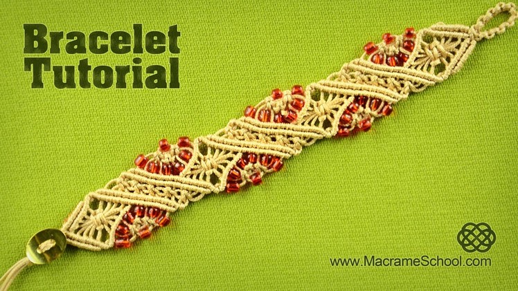 Macramé Diamond Stripe Bracelet Tutorial by Macrame School