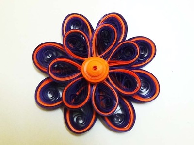 Paper Quilling: Tutorial - orange and purple - 3d quilling flower