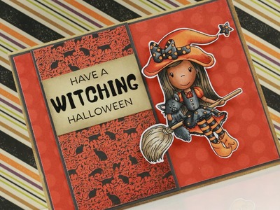 Witch Ellie Riding Broom - Copic Colouring & Card Tutorial