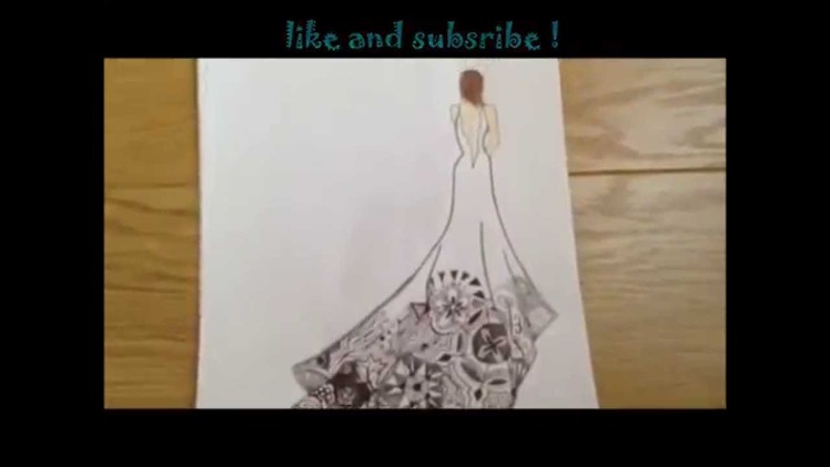 ♥drawing tutorial♥ how to draw a girl with a zentangle dress
