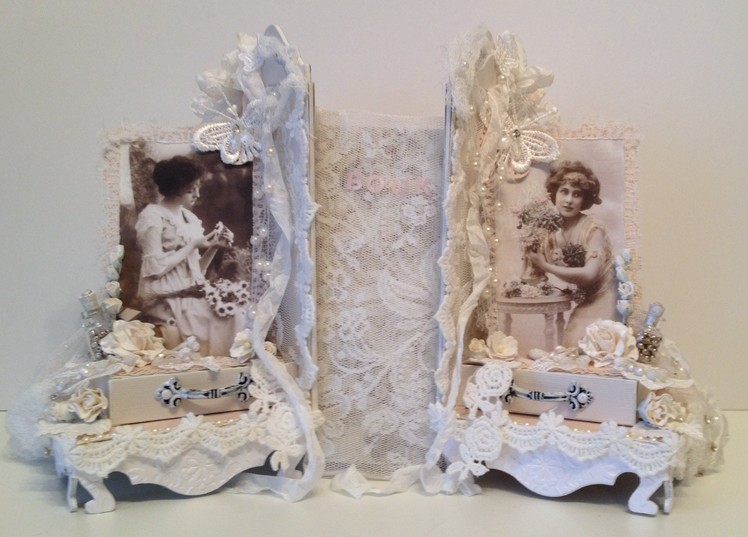Shabby Chic Romantic Bookends with Bookmark Tutorial  - WOC DT project