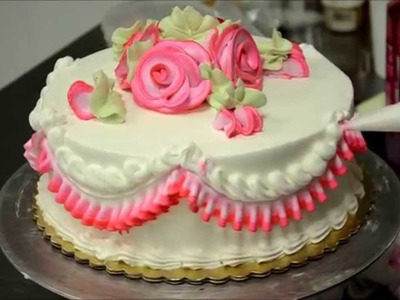 Basic Rose Swirl Cake With Whipped cream frosting Tutorial video