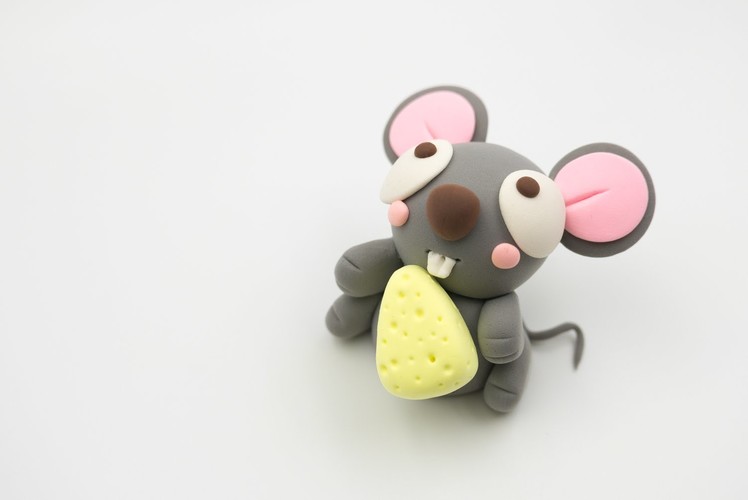 Simple mouse with cheese light air dry clay tutorial