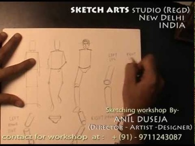 Sketching tutorial part 15, sketching workshop for India & Abroad, how to draw human figure 3