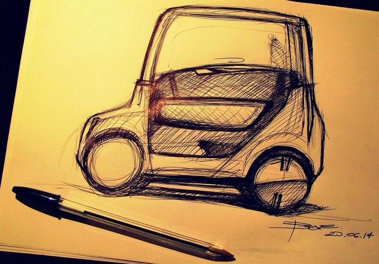 Car Sketch tutorial by Luciano Bove: Citycar side V.
