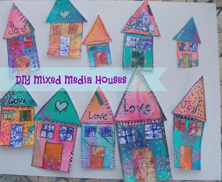 How to make mixed media houses. Tutorial.